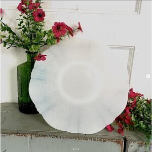 Vintage MacBeth Evans Opalescent Milk Glass Plate American Sweetheart Platter